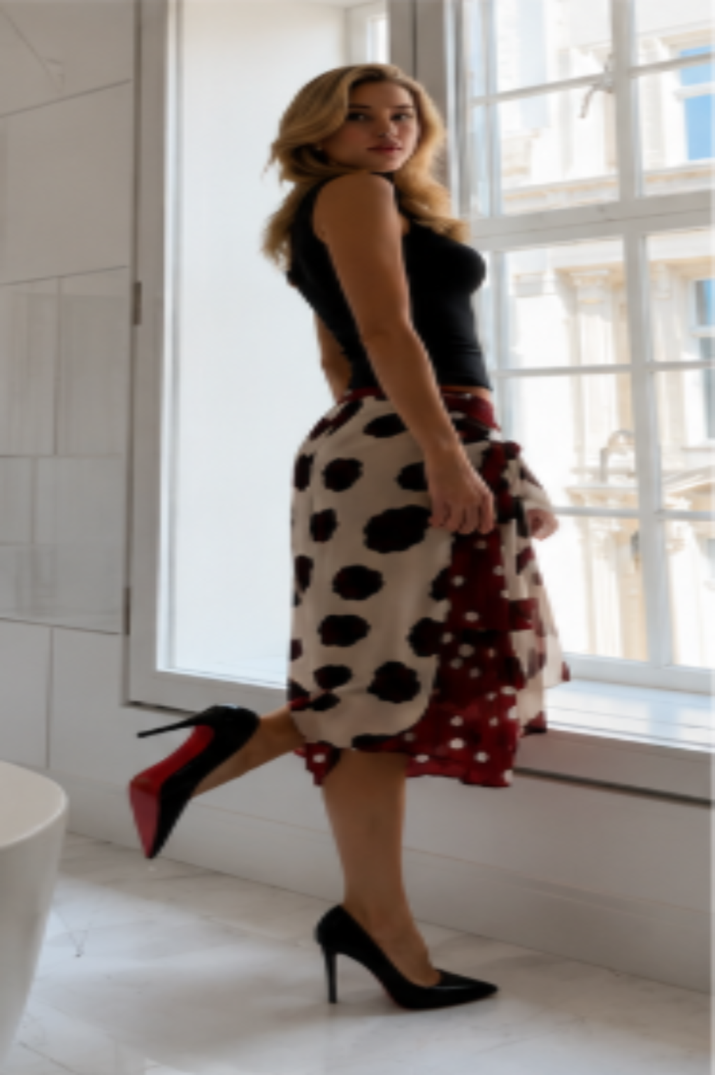 Revori Polka Dot Wrap Skirt