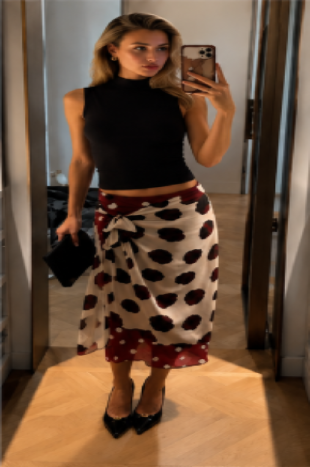 Revori Polka Dot Wrap Skirt