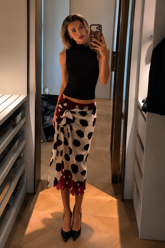 Revori Polka Dot Wrap Skirt