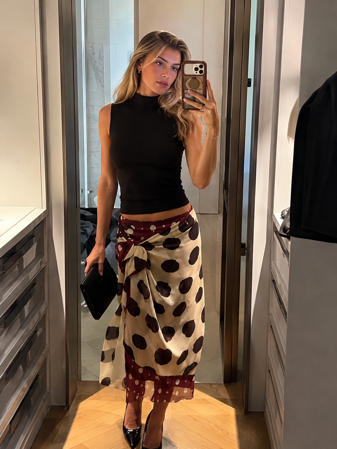 Revori Polka Dot Wrap Skirt